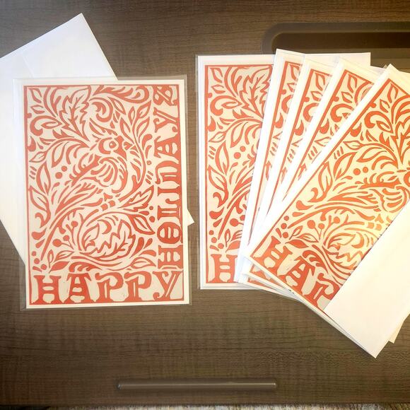 Happy Holidays Cardinal 5"x7" Greeting Cards Set of 6 Acid Free Stock Art Print - Picture 4 of 8